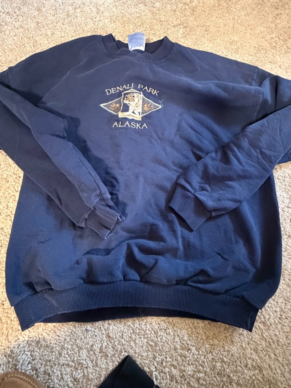 Alaska Denali park Navy Crewneck Sweatshirt with Embroidery